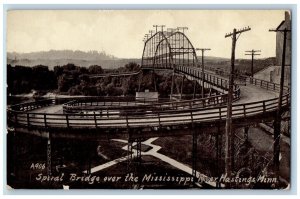 Hastings Minnesota Postcard Spiral Bridge Mississippi River 1910 Vintage Antique