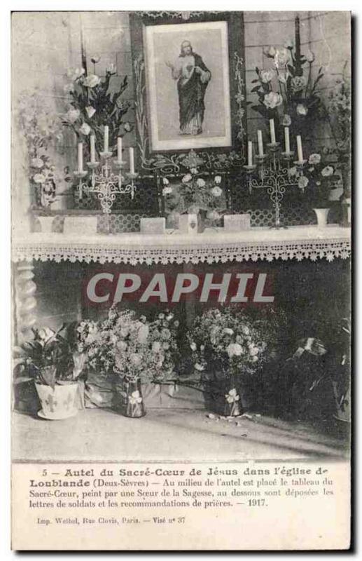Old Postcard Altar of the Sacred Heart of Jesus in the & # 39eglise of Loublande