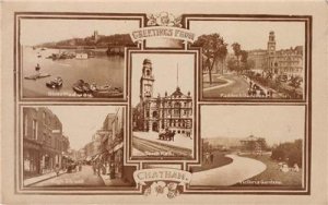 CHATHAM River Medway High St Paddock & Victoria Gardens UK Postcard c1910s RPPC