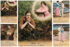 British love songs Mona romantic lovers full set of 4 postcards