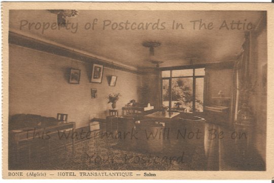 Transatlantic Hotel in France inside the Living Room French Vintage Postcard