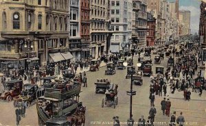 Fifth Avenue North from 42nd Street New York City 1918 postcard