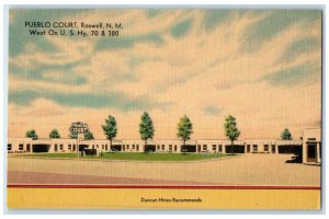 c1940 Exterior View Pueblo Court Building Roswell New Mexico NM Vintage Postcard