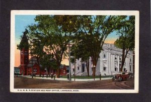 MA Boston & Maine Train Station Depot LAWRENCE Postcard Massachusetts Railroad