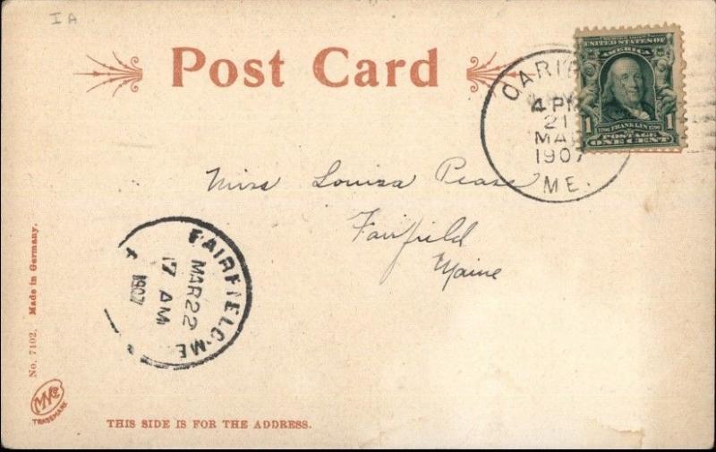 Caribou ME RR Train Station Depot c1910 Postcard #2
