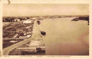 Commercial Port Saigon Vietnam sepia postcard