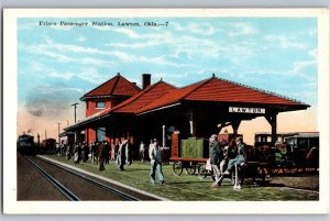 Frisco Passenger Station Train Depot Train Lawton OK WB DB C1915 Postcard