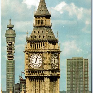 c1970s London, England Post Office Tower Big Ben Clock Chrome Kardorama 4x6 M20