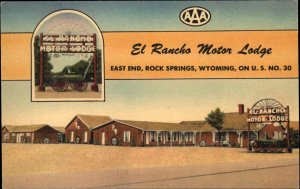 Rock Springs Wyoming WY Motel c1940s Linen Postcard