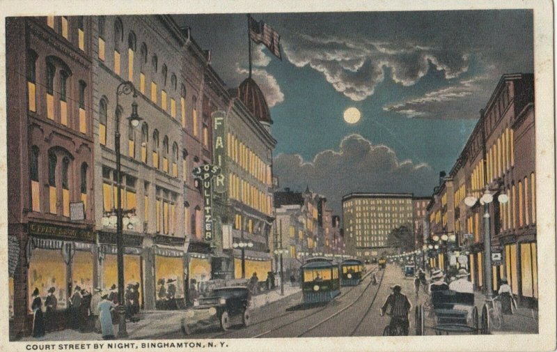 BINGHAMTON , New York , 1910s ; Court Street by night