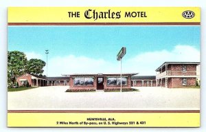 HUNTSVILLE, AL Alabama ~ The CHARLES MOTEL c1950s  Roadside Postcard