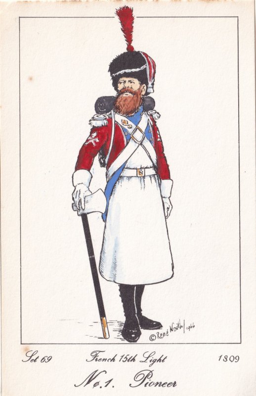 French 15th Light Regiment Pioneer Napoleonic War Soldier 1811 PB Postcard