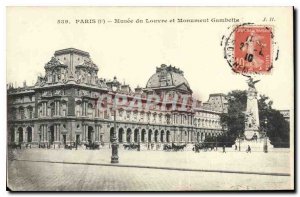 Old Postcard Paris Louvre Museum and Monument Gambetta