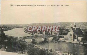 Old Postcard Sens pan the Church of Saint Maurice View and New Bridge on the ...