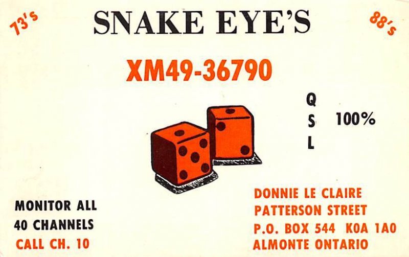 Snake Eye's Ontario Unused 