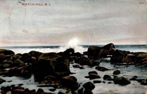 Watch Hill, Rhode Island Shoreline Boulders c1909 Vintage Postcard G04