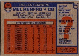 1976 Topps Football Card Mel Renfro Dallas Cowboys sk4341