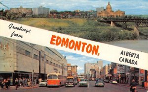 Alberta, Canada EDMONTON Large Letter Greetings Jasper Ave 1964 Vintage Postcard