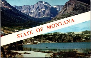 Vtg Montana Dual View Banner Greeting Scenic Mountains Lake Postcard