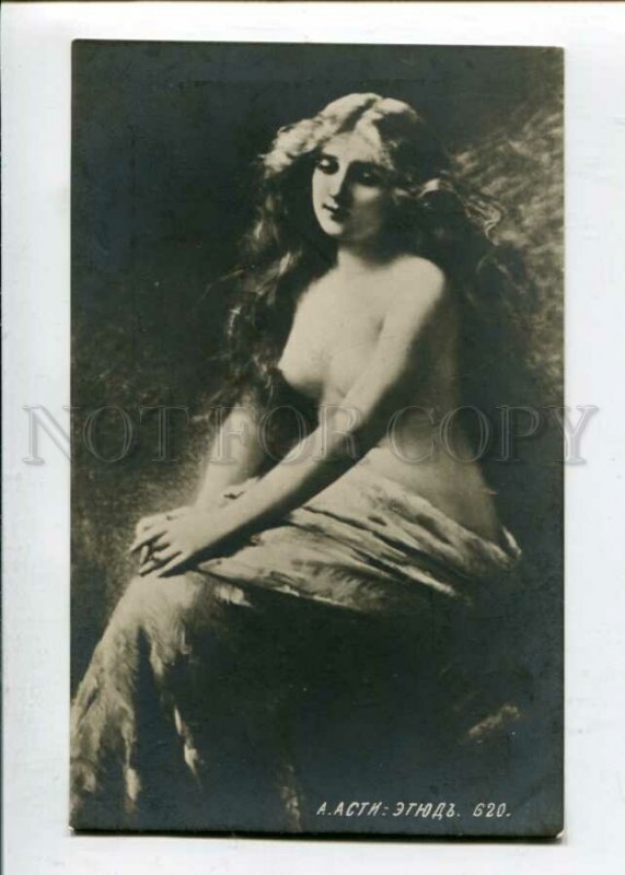 3127360 Semi-NUDE Belle LONG HAIR by Angelo ASTI old PHOTO Rus