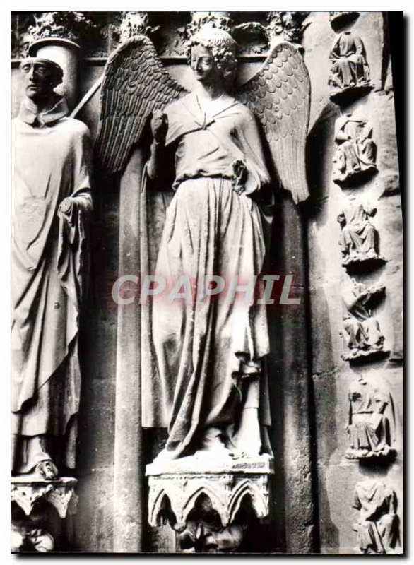 Modern Postcard Reims Notre Dame Cathedral North Portal An Angel