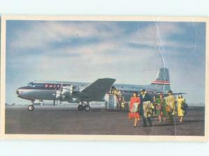 Pre-1952 Postcard Ad UNITED AIRLINES DC-6 MAINLINER 300 AIRPLANE AC6244