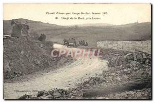 Postcard Old Cars Tour d & # 39Auvergne Gordon Bennett Cup in 1905 Virage dea...