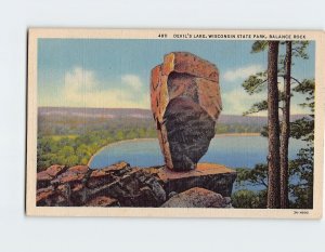 Postcard Devils Lake Wisconsin State Park Balance Rock Baraboo Wisconsin USA