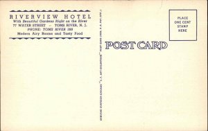 Toms River New Jersey NJ Riverview Hotel and Restaurant Linen Vintage Postcard