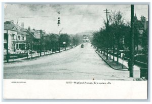 Birmingham Alabama AL Postcard Highland Avenue Trolley Scene c1905 Antique