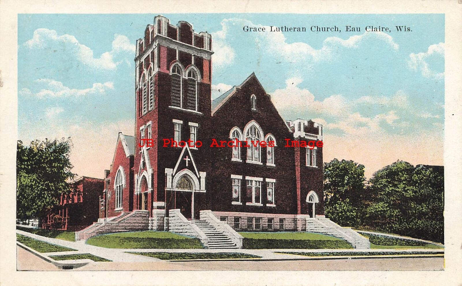 WI, Eau Claire, Wisconsin, Grace Lutheran Church, Exterior Scene, 1924