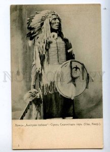 227076 USA Indian chief Fast dog Tribe siux russian postcard