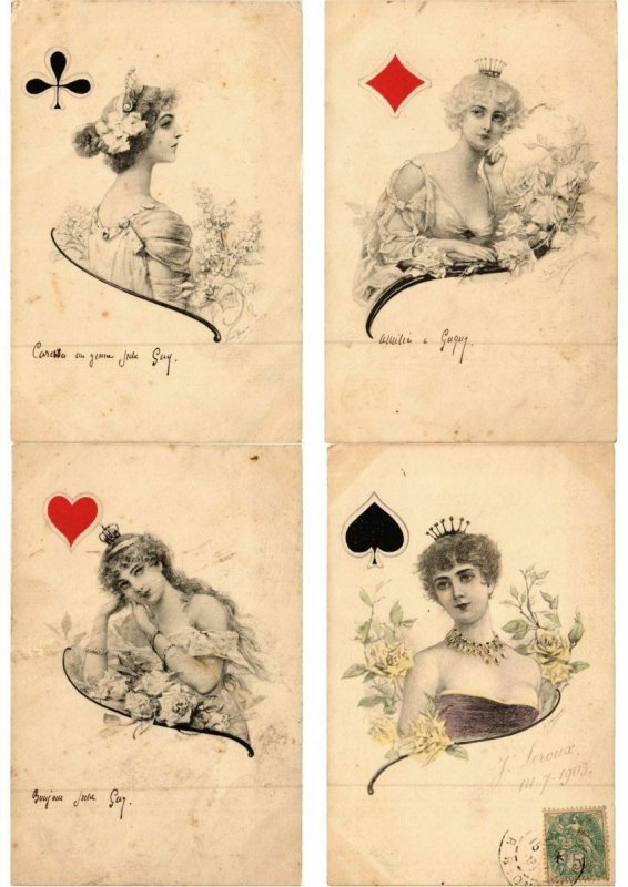 CARD GAMES JEUX DE CARTES PLAYING CARDS GLAMOUR 13 CPA  (L2596)