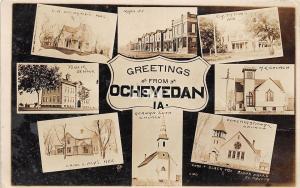 B57/ Ocheyedan Iowa Ia Real Photo RPPC Postcard 1913 8View Main St School+