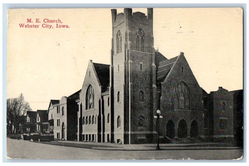 1914 Methodist Episcopal Church Building Entrance Webster City Iowa IA Postcard