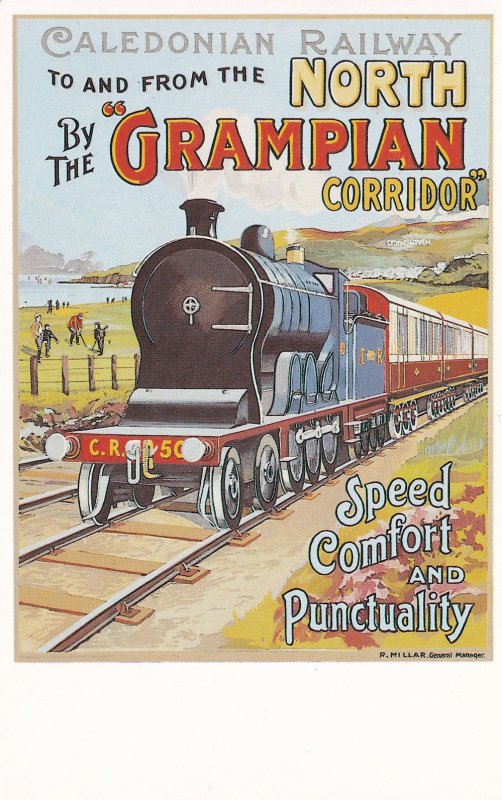 Caledonian North Railway Grampian Corridor Train Poster Postcard