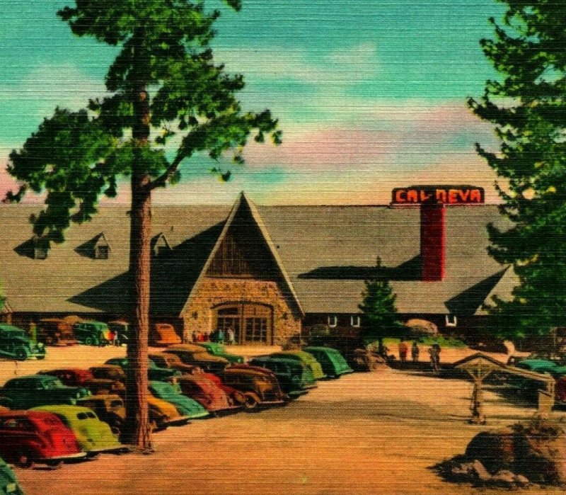 Cal-Neva Lodge Exteror Aparcamiento Lote Lago Tahoe Nevada Nv Unp Vtg Lino