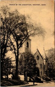 Church of the Assumption Westport Conn Postcard Freese Photo Co Norwalk Antique 