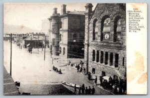 Post Office and English Lutheran Church - Wheeling, West Virginia - Postcard