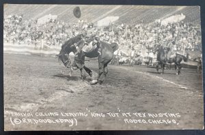 Mint USA Real Picture Postcard Earvin Collins Leaving King Tut Tex Austin Rodeo