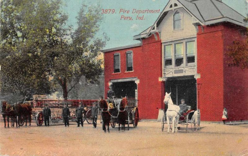 Peru Indiana Fire Department Vintage Postcard AA10925