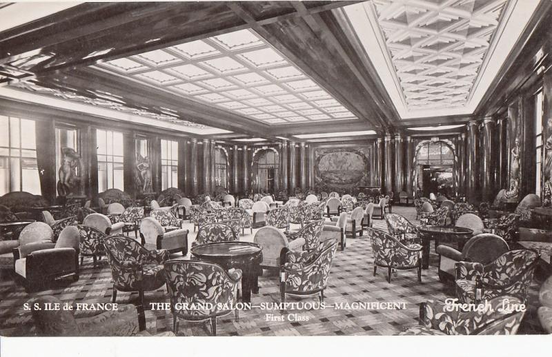 Paquebot FRENCH LINE Flagship steamer ILE de FRANCE First Class Grand Salon