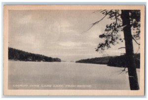 1924 Looking Down Long Lake from Bridge Long Lake New York NY Vintage Postcard