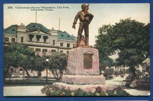 Galveston Texas tx Confederate Heroes Monument City Park old postcard