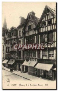 Old Postcard Caen Houses of St. Peter Evrard Street