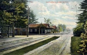 Sacandaga Park Depot, Sacandaga Park, NY, USA Railroad Train Depot 1907 creas...