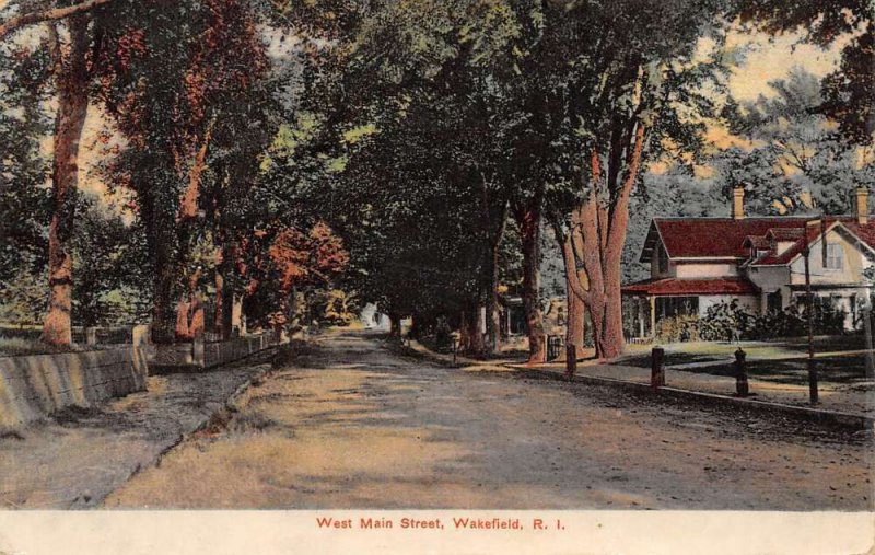 Wakefield Rhode Island West Main Street Vintage Postcard U1163