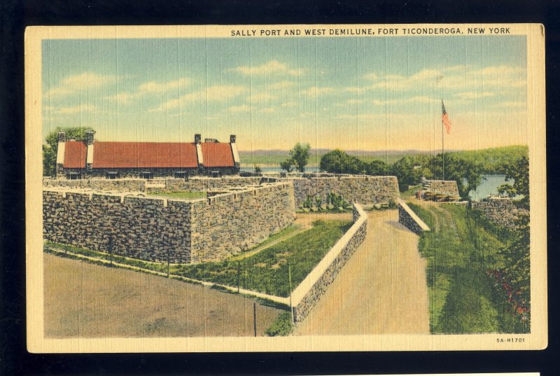 Ticonderoga, New York/NY Postcard, Sally Port & West Demilune, Fort Ticonderoga