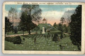 Old Postcard-Indian Mount-Cemetery-Vicksburg,MS