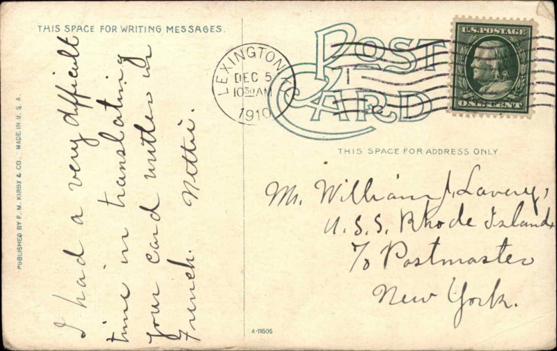 LEXINGTON KY Stately Manor Residence c1910 Postcard 